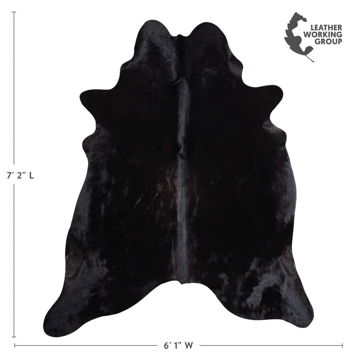 Brazilian Solid Black Cowhide Rug Size 7'2" L x 6'1" W 9121