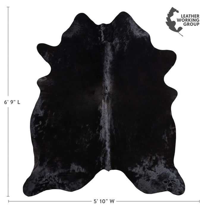 Brazilian Solid Black Cowhide Rug Size 6'9" L x 5'10" W 9122