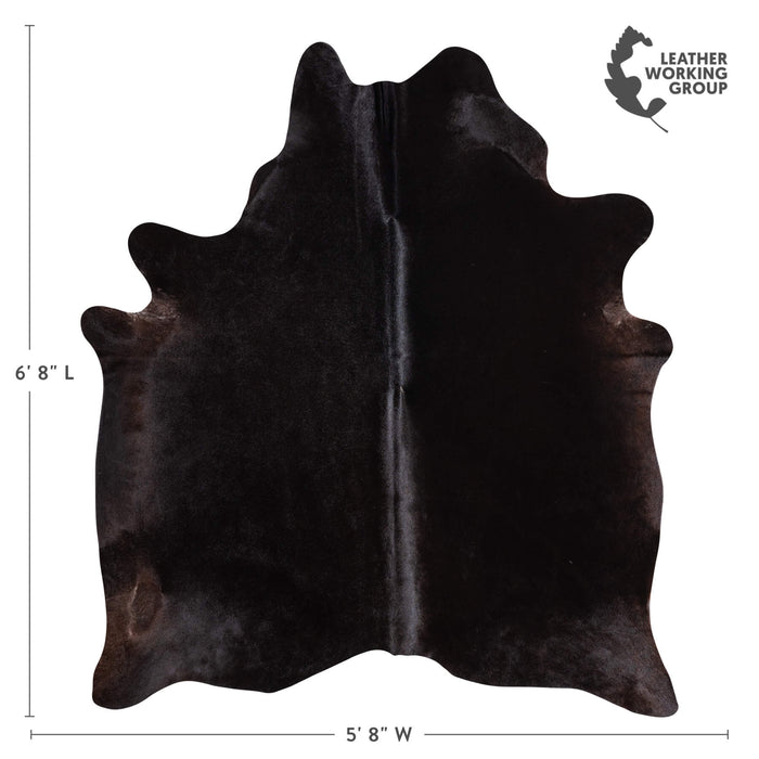 Brazilian Solid Black Cowhide Rug Size 6'8" L x 5'8" W 9123