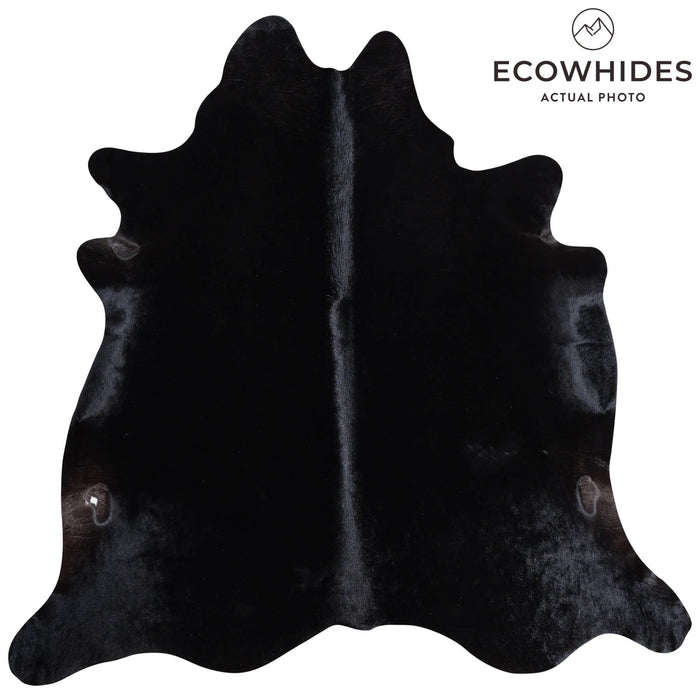 Brazilian Solid Black Cowhide Rug Size 6'3" L x 7'0" W 9124