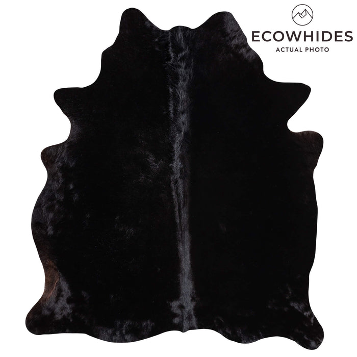 Brazilian Solid Black Cowhide Rug Size 6'3" L x 5'8" W 9125