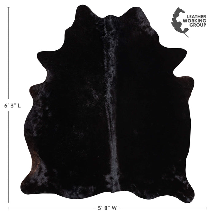 Brazilian Solid Black Cowhide Rug Size 6'3" L x 5'8" W 9125