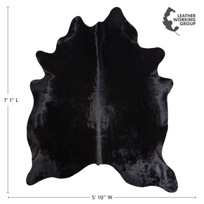 Brazilian Solid Black Cowhide Rug Size 7'1" L x 5'10" W 9126