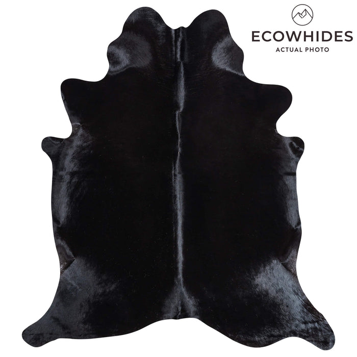 Brazilian Solid Black Cowhide Rug Size 7'2" L x 6'4" W 9127