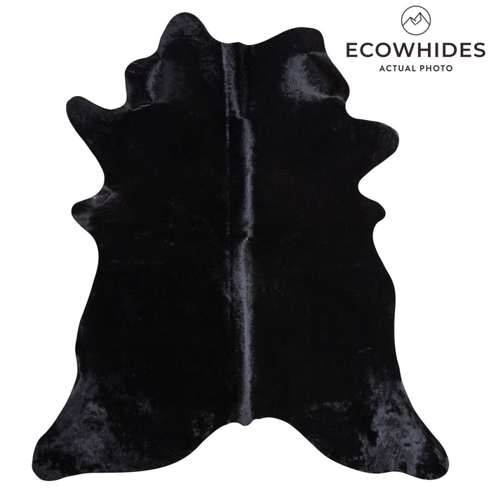 Brazilian Solid Black Cowhide Rug Size 7'6" L x 6'0" W 9128