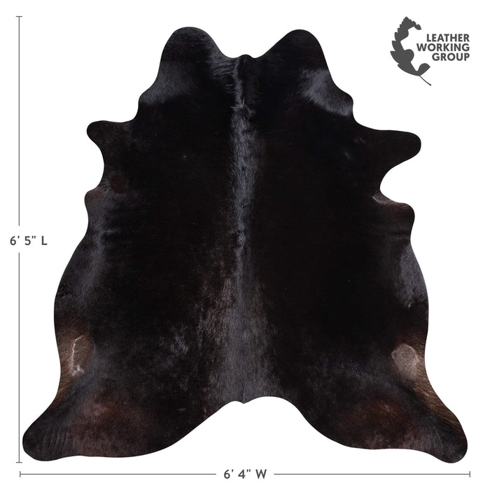 Brazilian Solid Black Cowhide Rug Size 6'5" L x 6'4" W 9129
