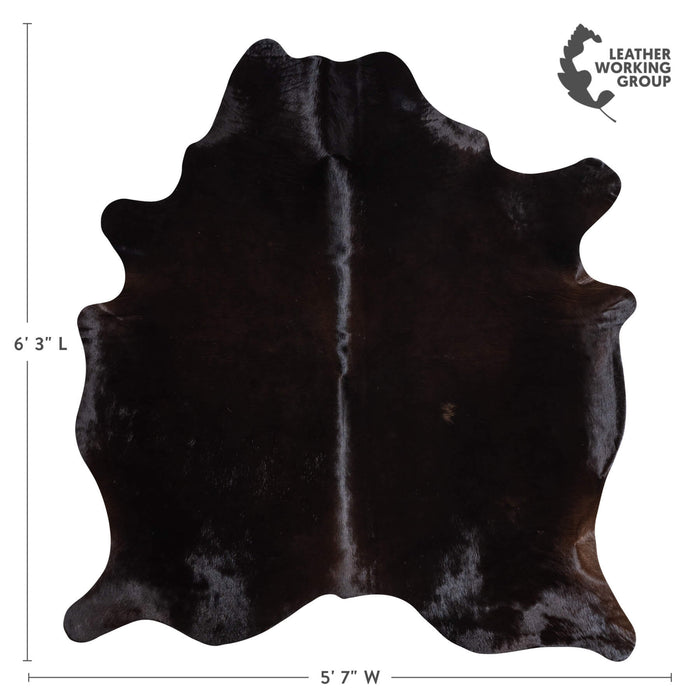 Brazilian Solid Black Cowhide Rug Size 6'3" L x 5'7" W 9131