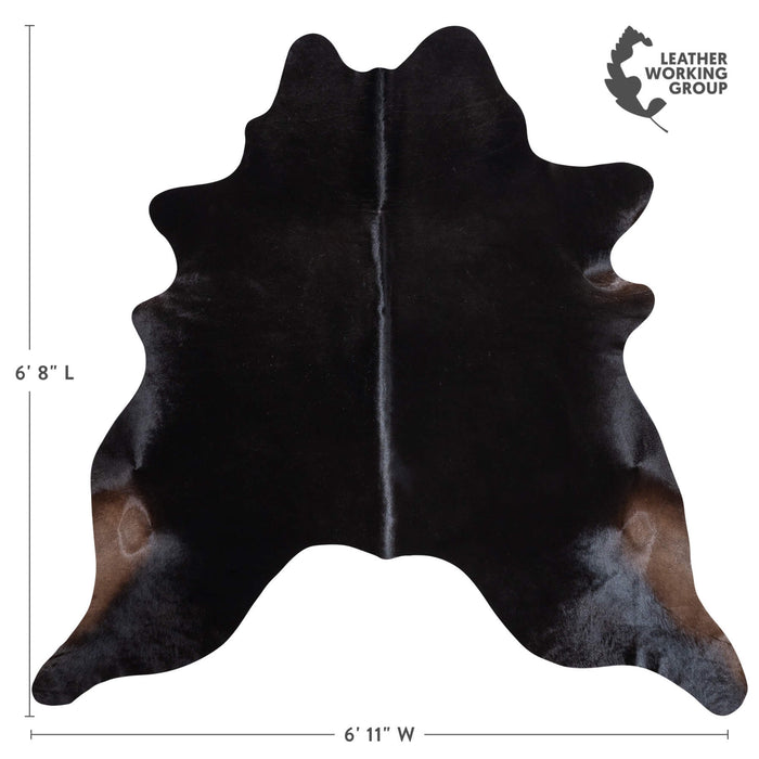 Brazilian Solid Black Cowhide Rug Size 6'8" L x 6'11" W 9134