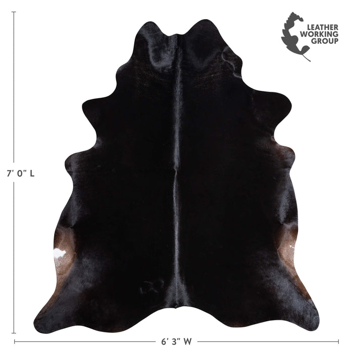 Brazilian Solid Black Cowhide Rug Size 7'0" L x 6'3" W 9136