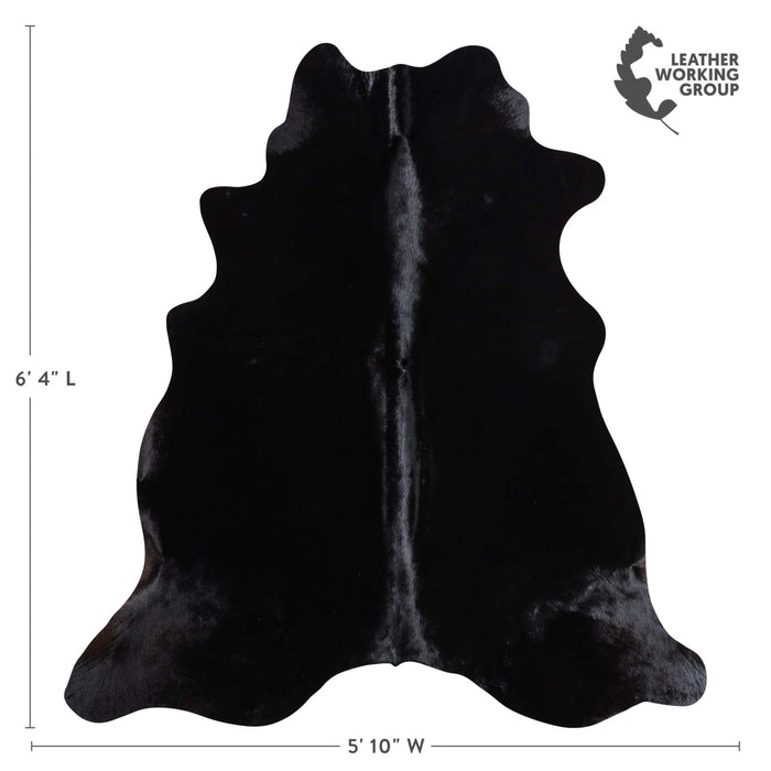 Brazilian Solid Black Cowhide Rug Size 6'4" L x 5'10" W 9138