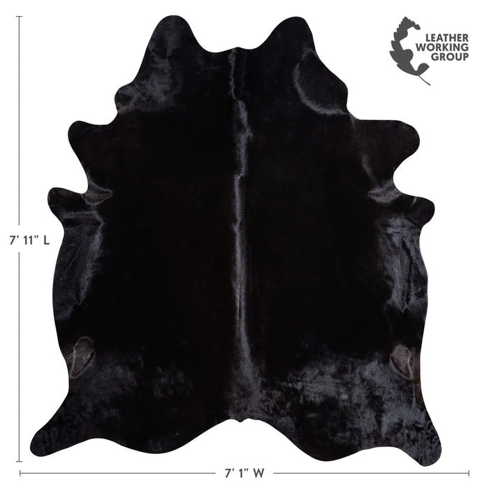 Brazilian Solid Black Cowhide Rug Size 7'11" L x 7'1" W 9139