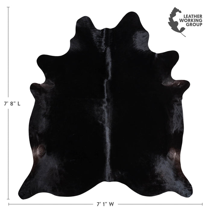 Brazilian Solid Black Cowhide Rug Size 7'8" L x 7'1" W 9140