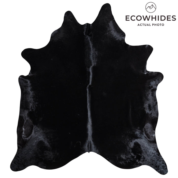 Brazilian Solid Black Cowhide Rug Size 8'4" L x 7'6" W 9141