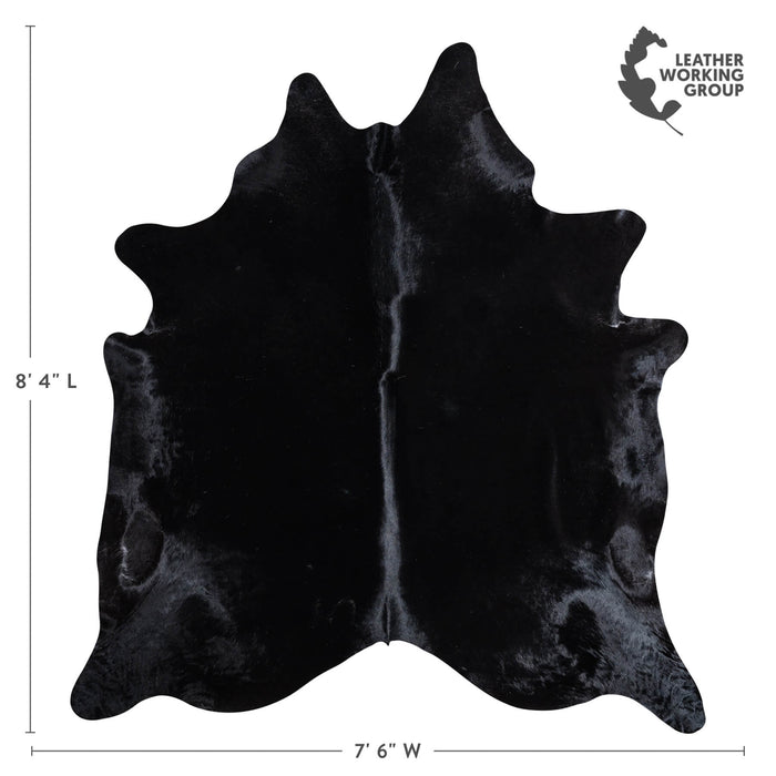 Brazilian Solid Black Cowhide Rug Size 8'4" L x 7'6" W 9141
