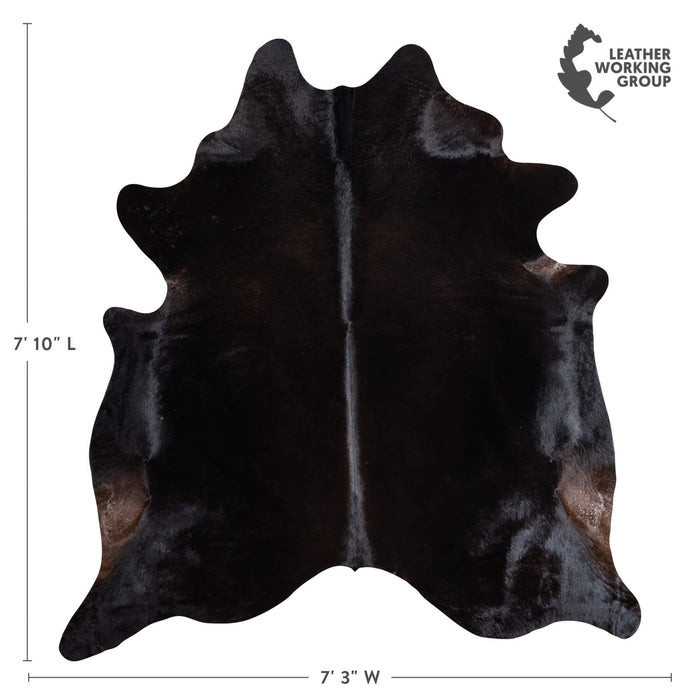 Brazilian Solid Black Cowhide Rug Size 7'10" L x 7'3" W 9143