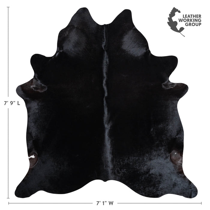 Brazilian Solid Black Cowhide Rug Size 7'9" L x 7'1" W 9144