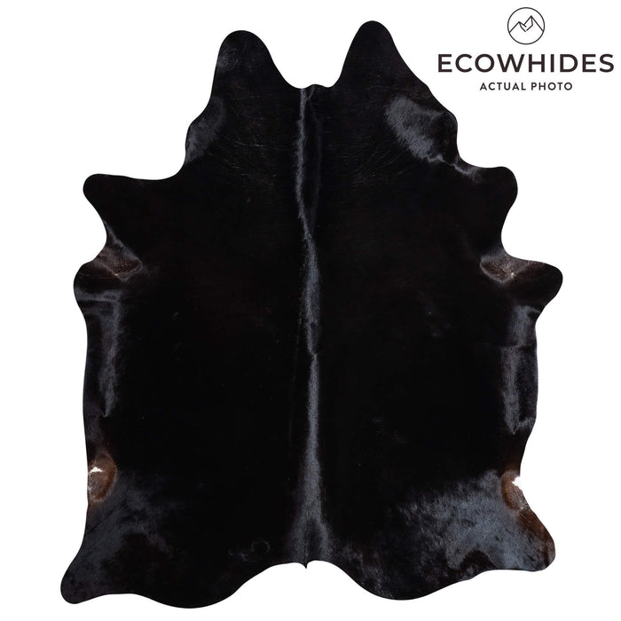 Brazilian Solid Black Cowhide Rug Size 7'6" L x 6'6" W 9145