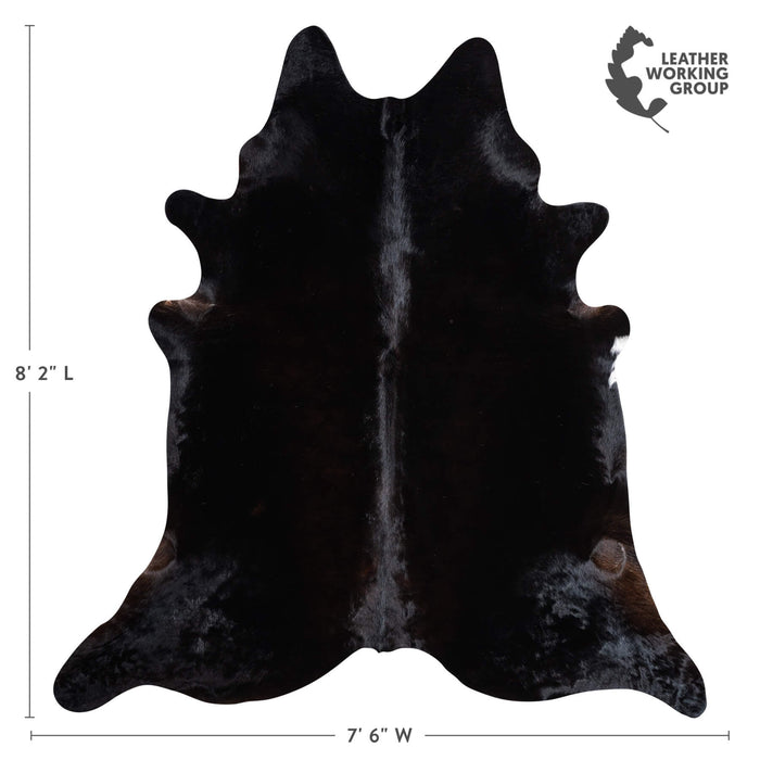 Brazilian Solid Black Cowhide Rug Size 8'2" L x 7'6" W 9146