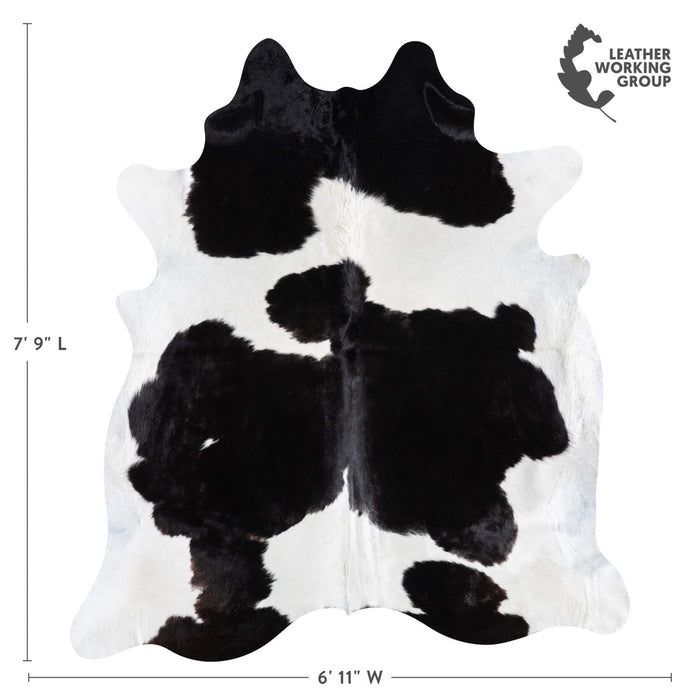 Brazilian Black and White Cowhide Rug Size 7'9" L x 6'11" W 9195