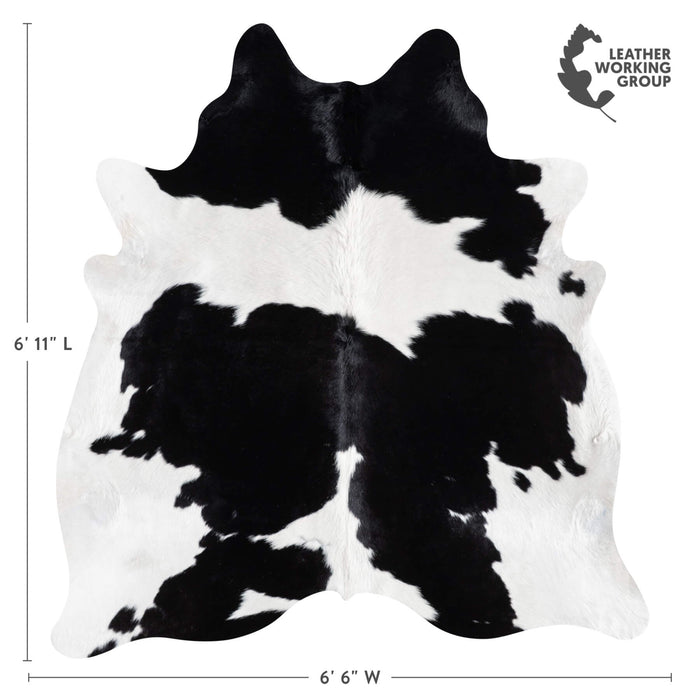 Brazilian Black and White Cowhide Rug Size 6'11" L x 6'6" W 9198