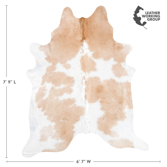 Brazilian Palomino and White Cowhide Rug Size 7'9" L x 6'7" W 9211