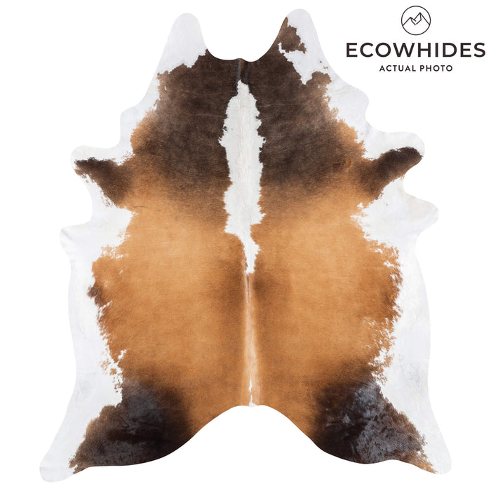 Brazilian Chocolate and White Cowhide Rug Size 7'11" L x 6'9" W 9215