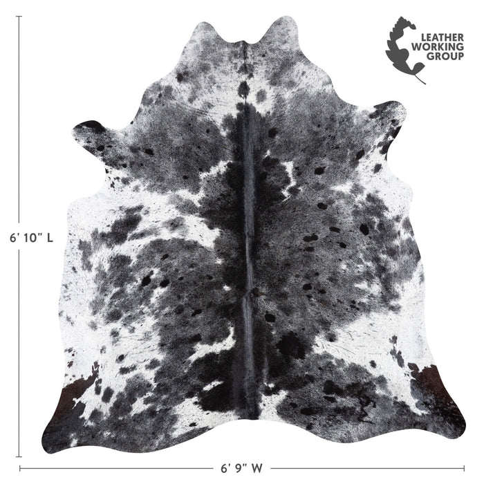 Brazilian Black Salt and Pepper Cowhide Rug Size 6'10" L x 6'9" W 9218