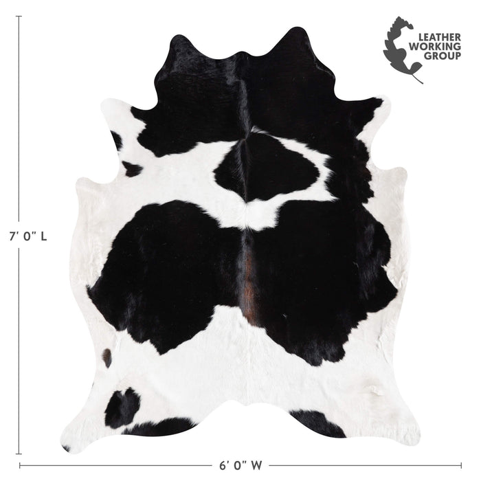 Black and White Cowhide Rug Size 7'0" L x 6'0" W 9232