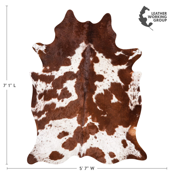 Brown and White Cowhide Rug Size 7'1" L x 5'7" W 9236