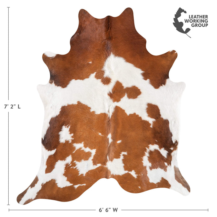 Brown and White Cowhide Rug Size 7'2" L x 6'6" W 9237