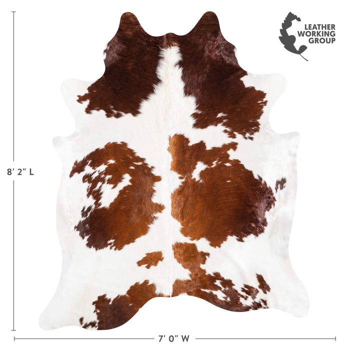 Brown and White Cowhide Rug Size 8'2" L x 7'0" W 9238