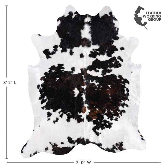 White Tricolor Cowhide Rug Size 8'2" L x 7'0" W 9242