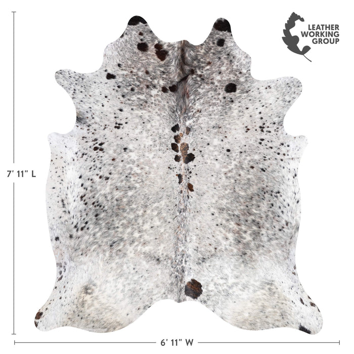 Black Salt and Pepper Cowhide Rug Size 7'11" L x 6'11" W 9246