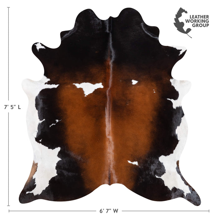 Brazilian Chocolate and White Cowhide Rug Size 7'5" L x 6'7" W 9261