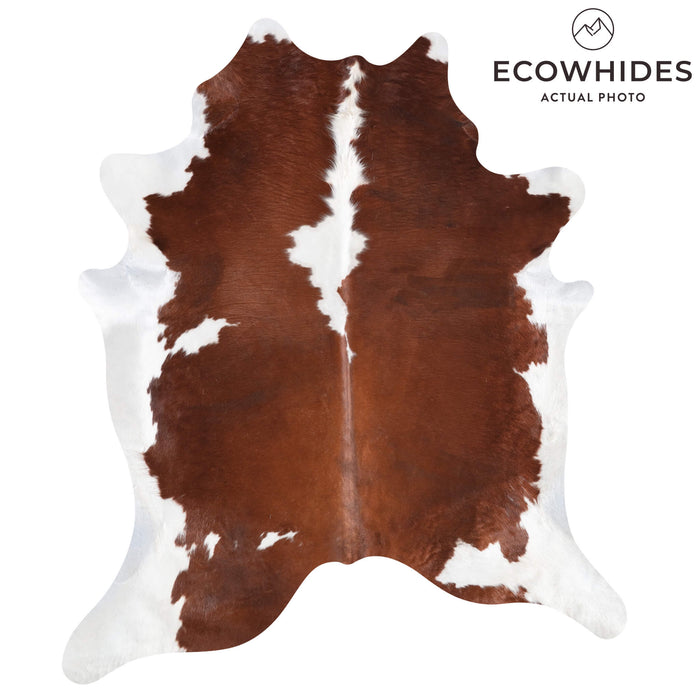 Chocolate and White Cowhide Rug Size 7'10" L x 6'9" W 9262