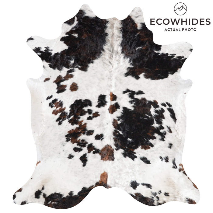 White Tricolor Cowhide Rug Size 7'9" L x 7'0" W 9266