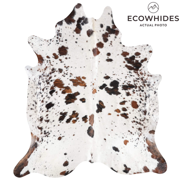 White Tricolor Cowhide Rug Size 8'1" L x 7'0" W 9267