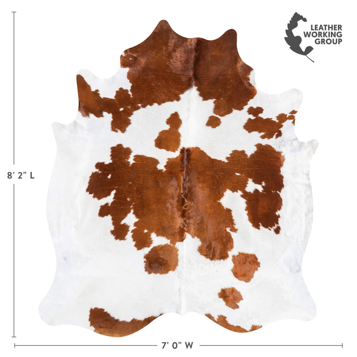 Brown and White Cowhide Rug Size 8'2" L x 7'0" W 9268