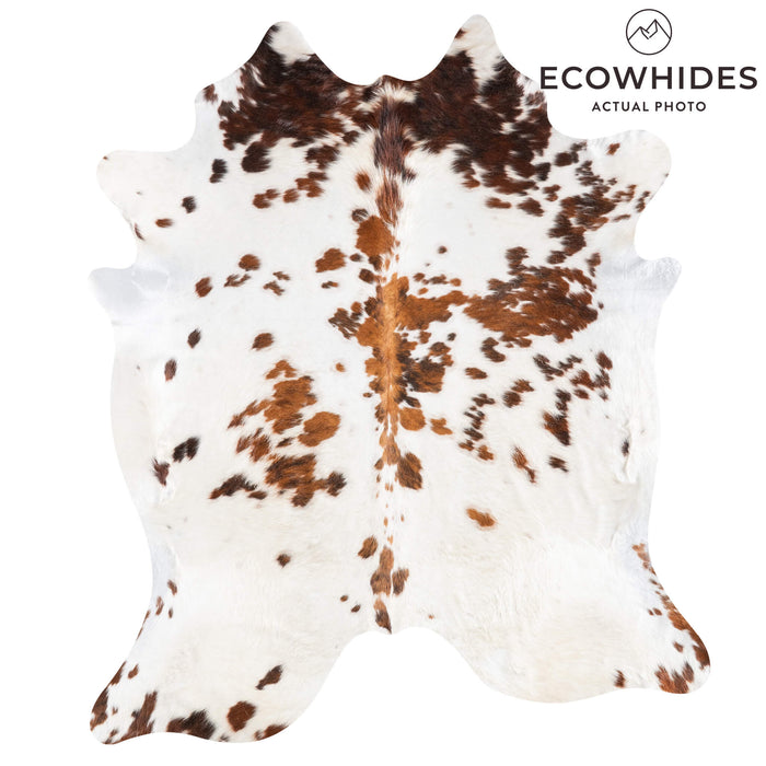 White Tricolor Cowhide Rug Size 7'8" L x 6'10" W 9272