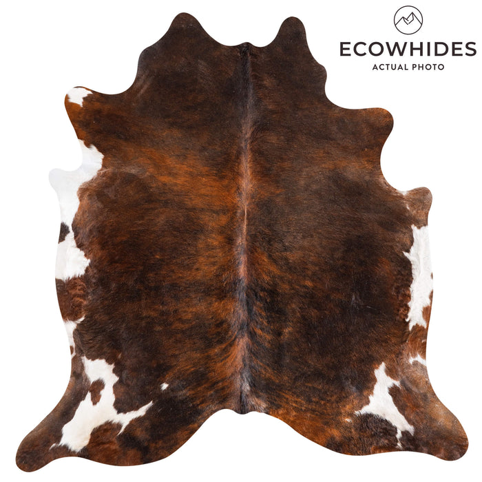 Tricolor Brindle Mix Cowhide Rug Size 6'11" L x 6'10" W 9275