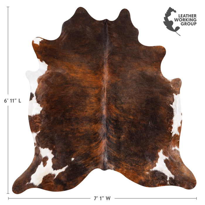 Tricolor Brindle Mix Cowhide Rug Size 6'11" L x 6'10" W 9275