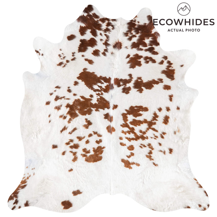 Brown and White Cowhide Rug Size 7'0" L x 6'10" W 9276