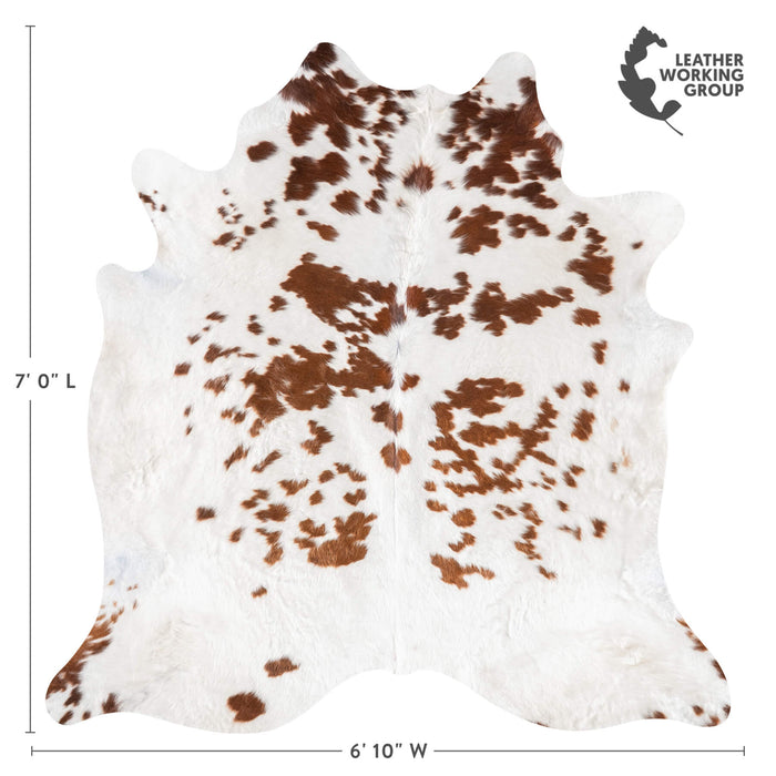 Brown and White Cowhide Rug Size 7'0" L x 6'10" W 9276