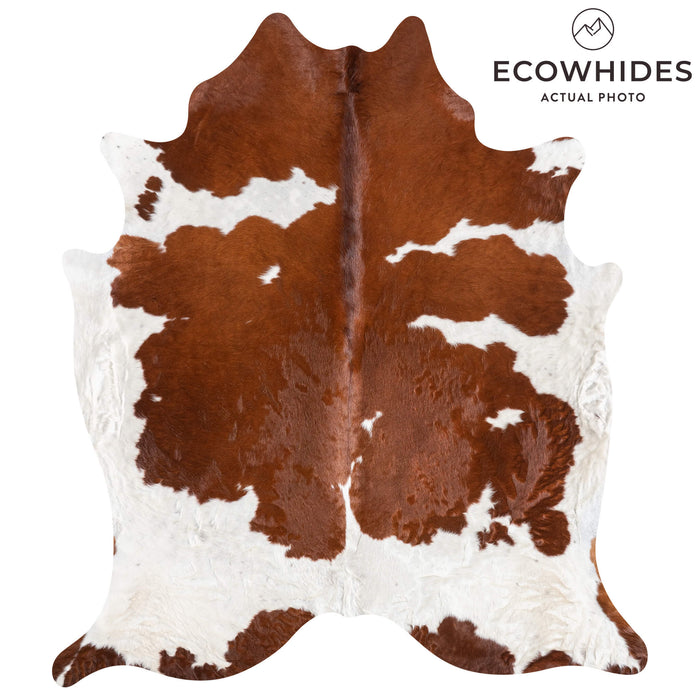 Brown and White Cowhide Rug Size 7'11" L x 7'1" W 9277