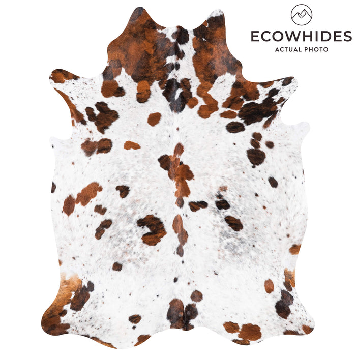 White Tricolor Cowhide Rug Size 7'5" L x 5'11" W 9281
