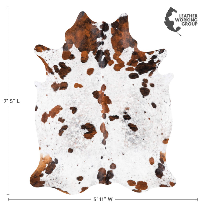 White Tricolor Cowhide Rug Size 7'5" L x 5'11" W 9281