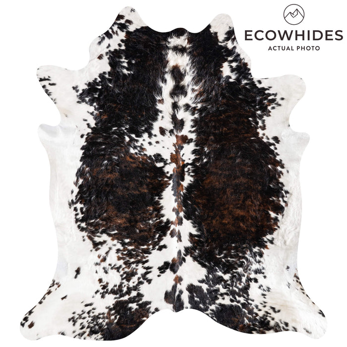 White Tricolor Cowhide Rug Size 7'0" L x 6'5" W 9285