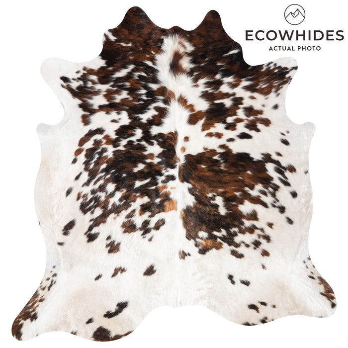 White Tricolor Cowhide Rug Size 6'6" L x 6'3" W 9288