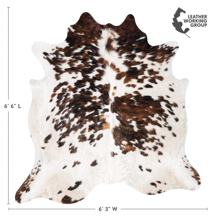 White Tricolor Cowhide Rug Size 6'6" L x 6'3" W 9288