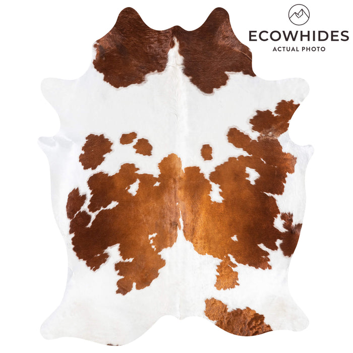 Brown and White Cowhide Rug Size 7'4" L x 5'10" W 9290